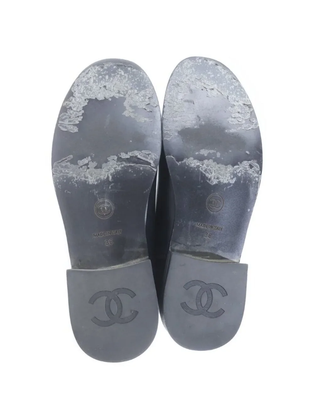 Chanel CC Logo Back Zip Leather Long Boots Black